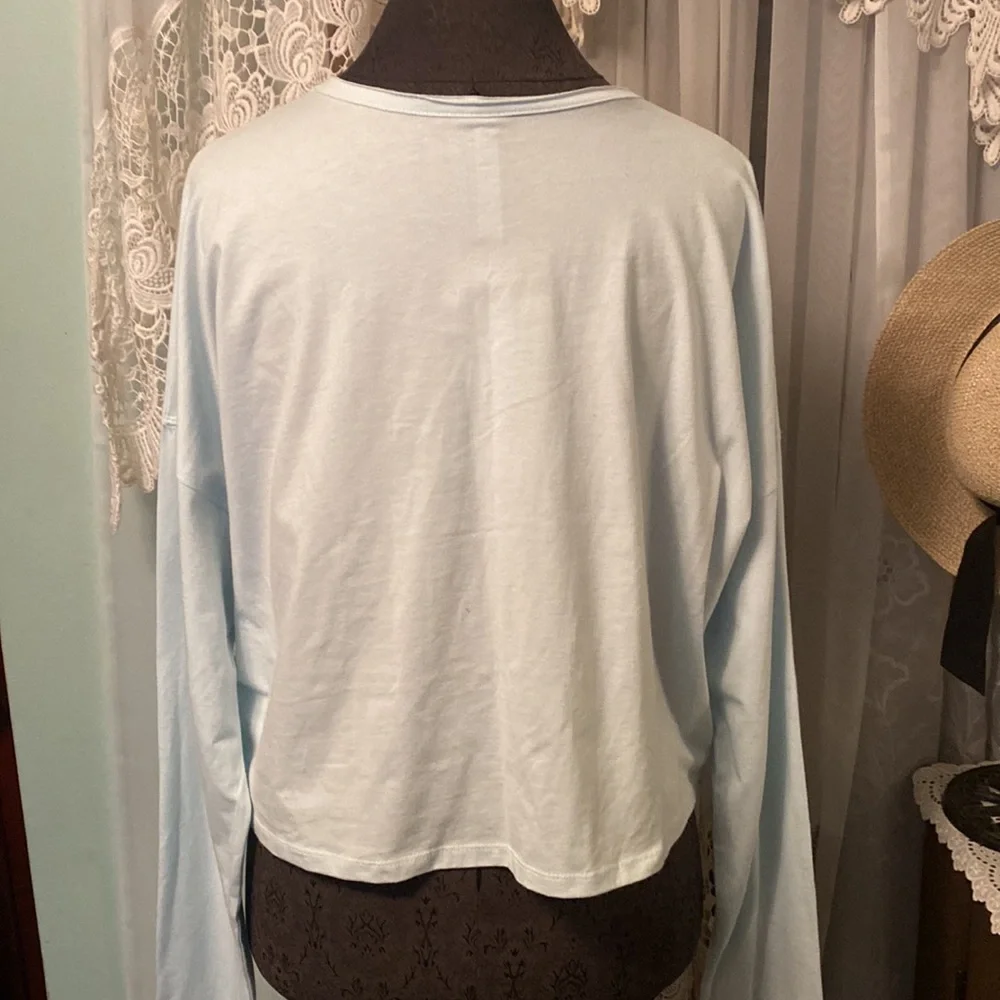 Fabletics Cotton Knit Cropped Haven Long Sleeve Tee Mint Sz XL NWT